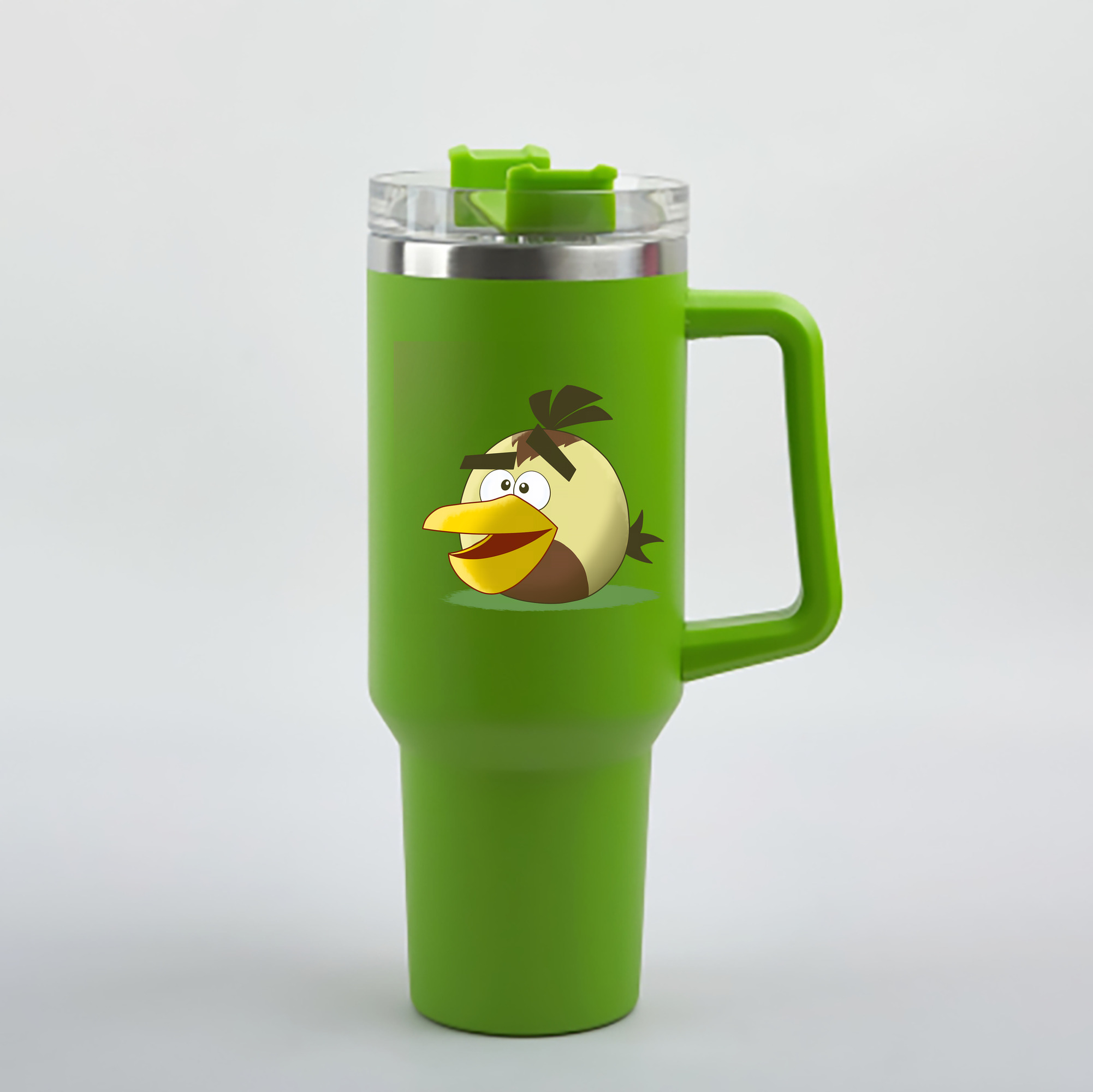 （画像用） Angry Birds アングリーバード 1200mL車用タンブラー - クリスタルステッカー（プラスチックストロー付き）